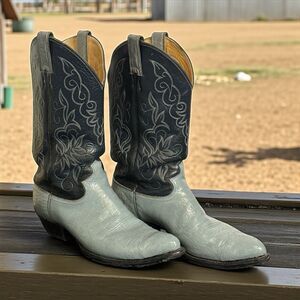 Justin Western 5040 Rare Navy Blue Grey Pointed Toe Men’s - Sz 10 1/2